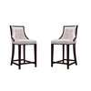 Manhattan Comfort Fifth Ave Counter Stool in Pearl White and Walnut (Set of 2) 2-CS012-PW